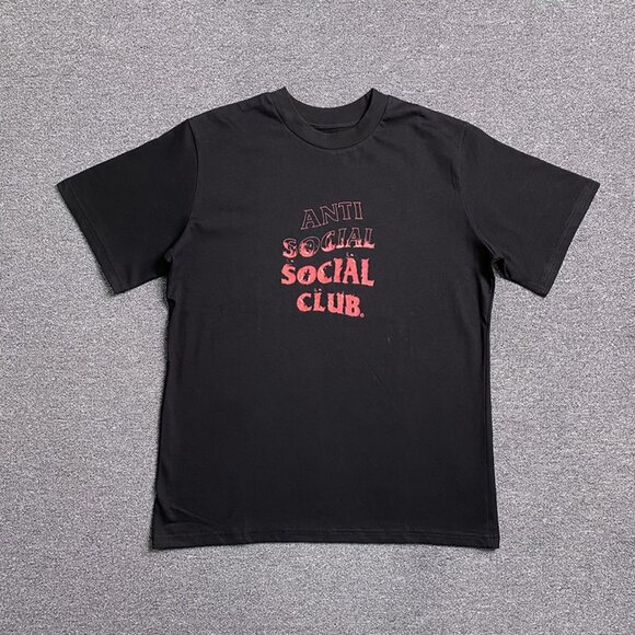 Anti Social Social Club Gradient Red Destruction Style Black T Shirt